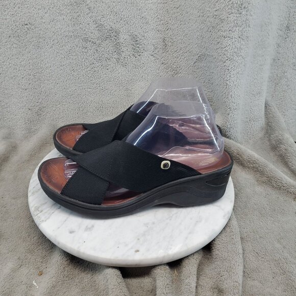 Bzees Shoes Womens 9.5 Black Textile Desire Cross Strap Sandals - Picture 1 of 11